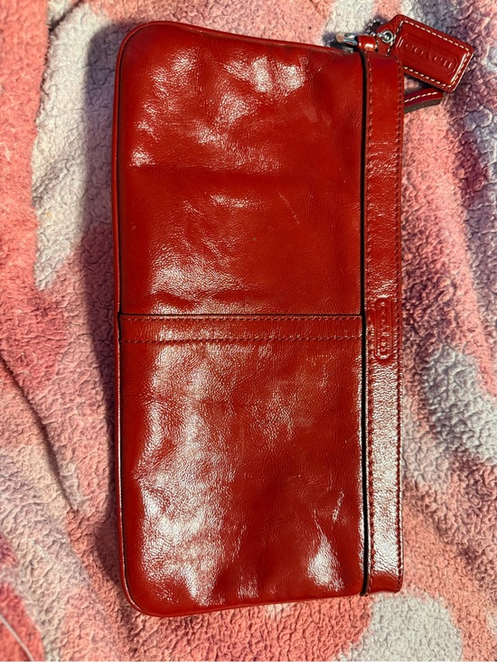 Coach Handbags - Red Leather Coach Wristlet Clutch